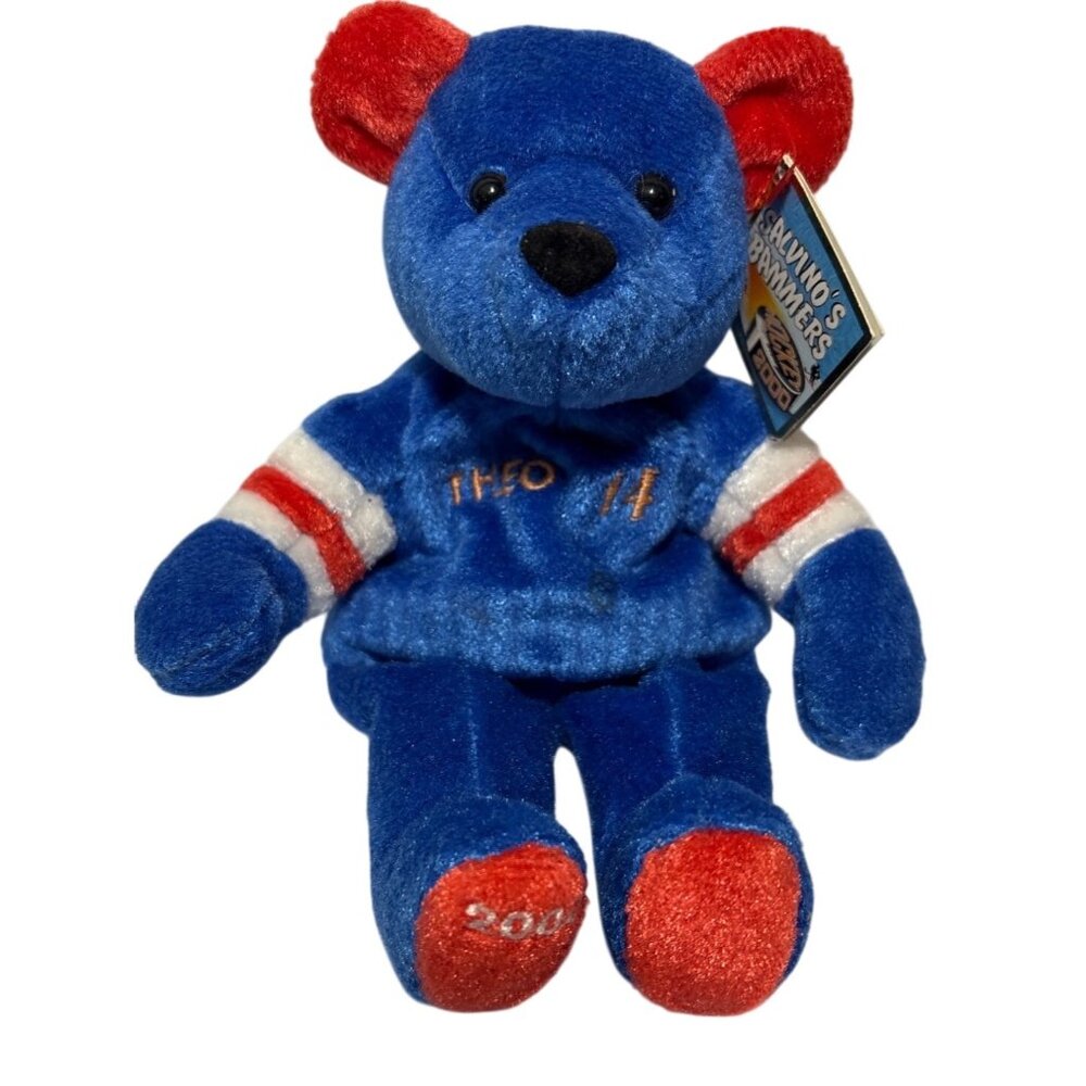 Theo Fleury Bear Salvinos Bammers 14 NHLPA Blue Red Plush  2000 Hockey Tags
